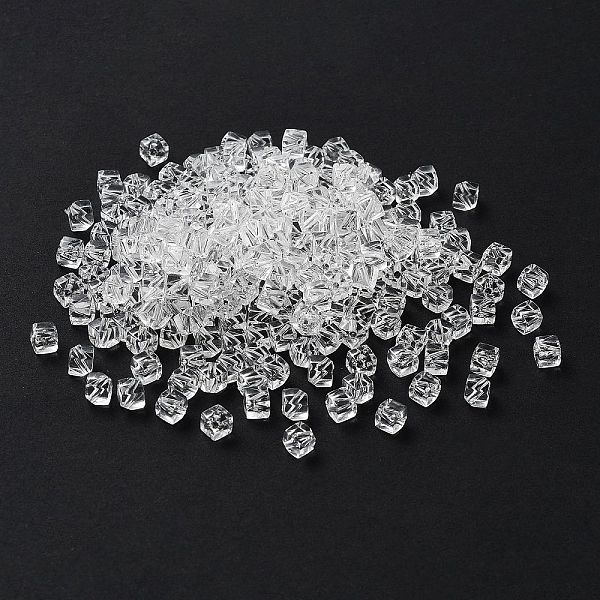 

PandaHall Transparent Acrylic Beads, Cube, Clear, about 4mm wide, 4mm long, 4mm high, hole: 1mm, about 800pcs/50g Acrylic Cube Clear