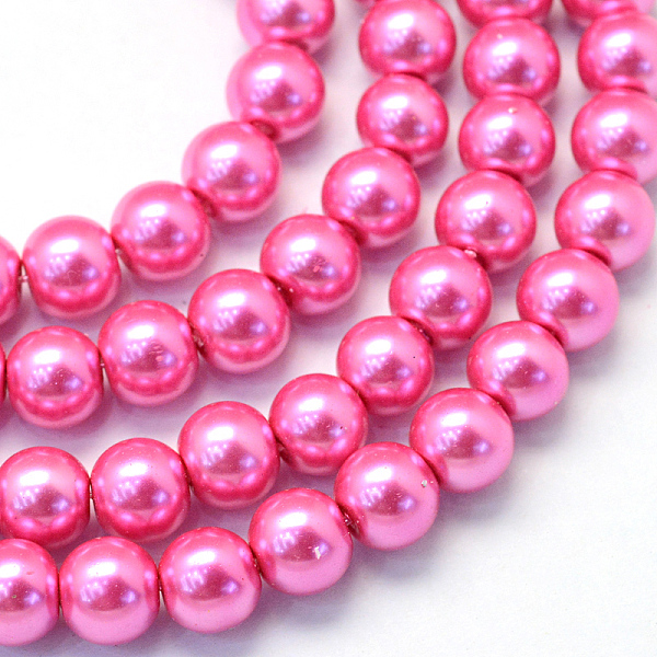 

PandaHall Baking Painted Pearlized Glass Pearl Round Bead Strands, Hot Pink, 8~9mm, Hole: 1mm, about 105pcs/strand, 31.4 inch Glass Round...