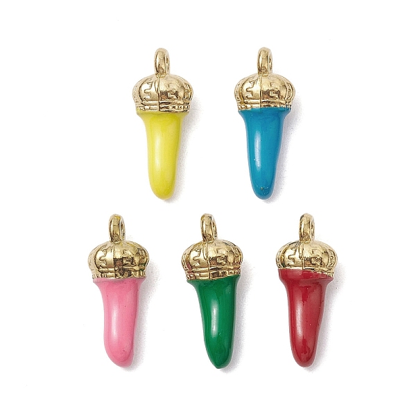 

PandaHall Ion Plating(IP) 304 Stainless Steel Pendants, with Enamel, Real 18K Gold Plated, Horn of Plenty/Italian Horn Cornicello Charms..., Multicolor