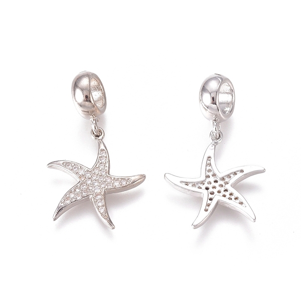 

PandaHall Brass Micro Pave Clear Cubic Zirconia European Dangle Charms, Large Hole Pendants, Starfish/Sea Stars, Platinum, 27mm, Hole: 5mm...