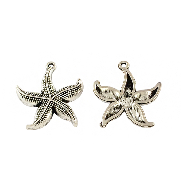 

PandaHall Tibetan Style Alloy Starfish/Sea Stars Pendants, Cadmium Free & Lead Free, Antique Silver, 25.5x23.4x2mm, Hole: 1.5mm, about...