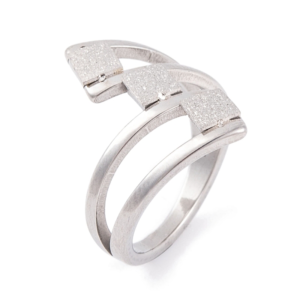

PandaHall 304 Stainless Steel Square Finger Ring for Women, Stainless Steel Color, 22mm, US Size 6~9(16.5~18.9mm) 304 Stainless Steel Square