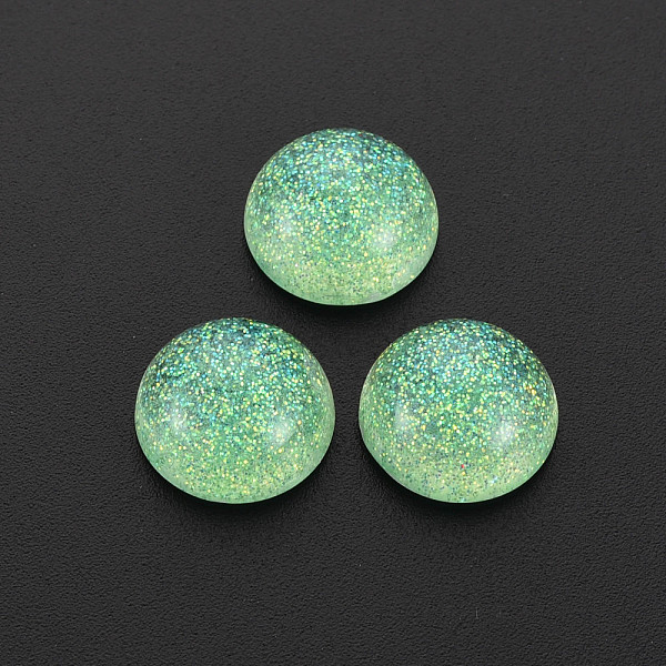

PandaHall Transparent Acrylic Cabochons, with Glitter Powder, Half Round, Aquamarine, 12x6mm Acrylic Half Round Green