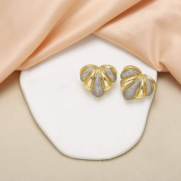 Boucles d'oreilles en laiton avec micro pavé de zircone cubique transparente pour femmes