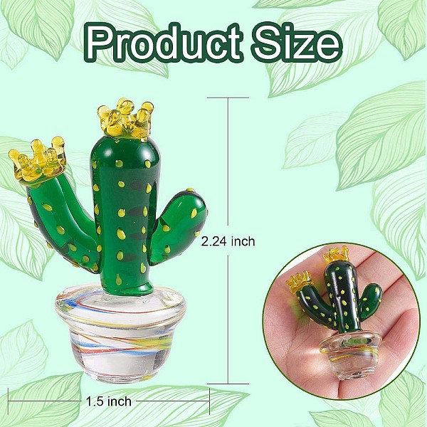 

PandaHall Handmade Blown Glass Cactus Figurines, Mini Cactus Glass Art Statues, Simulation Bonsai Models Collectibles for Home Table..., Green