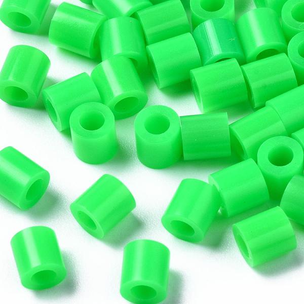 PandaHall PE Fuse Beads, DIY Melty Beads, Tube, Lime Green, 5x5mm, Hole: 3mm, about 8000pcs/500g Plastic Tube Green