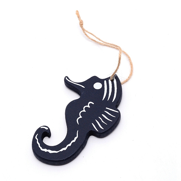

PandaHall MDF Board Pendant Ornaments, Wall Decor Door Hanging Decoration, with Hemp Rope, Sea Horse, Midnight Blue, 21.5cm Fibre Sea Horse