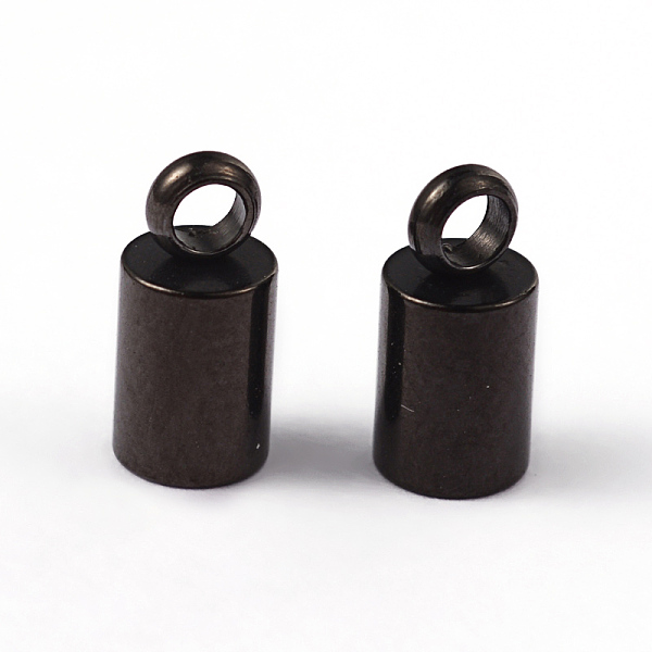 

PandaHall Column 304 Stainless Steel Cord Ends, Electrophoresis Black, 8.2x4mm, Hole: 2mm, Inner Diameter: 3mm 304 Stainless Steel