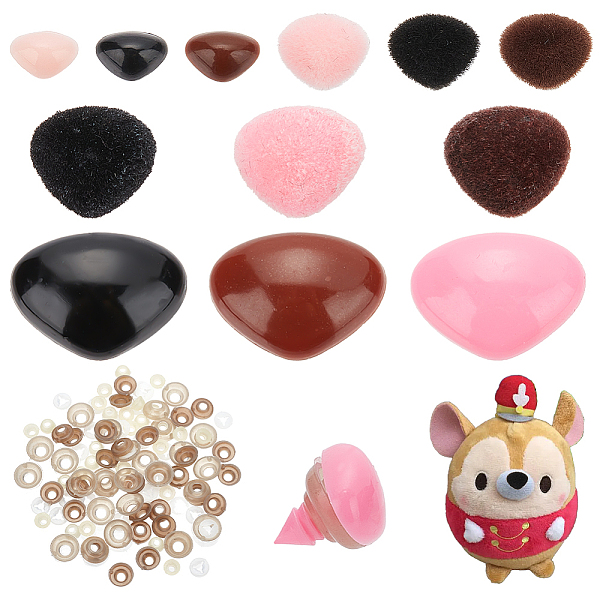 

PandaHall PH 120 Sets Animal Safety Noses, 12 Styles Plastic Triangle Noses Craft Amigurumi Noses Stuffed Crochet Noses with Washers for..., Multicolor