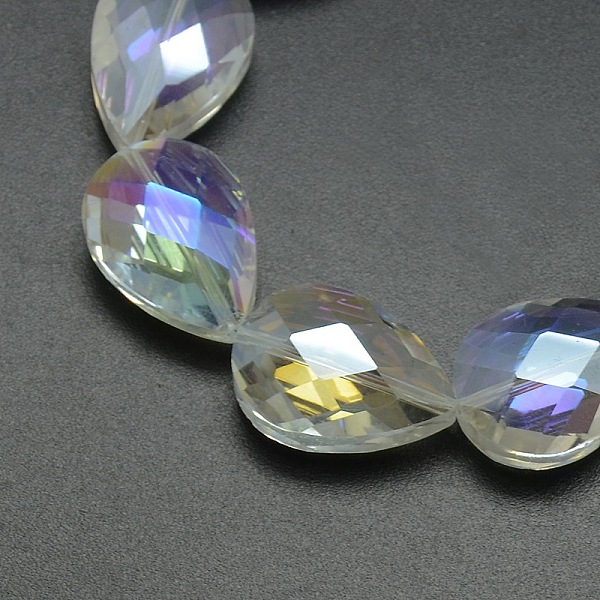 

PandaHall Electroplate Crystal Glass Teardrop Beads Strands, Faceted, AB Color Plated, 24x17x11mm, Hole: 1mm, about 30pcs/strand, 28.3 inch..., Clear