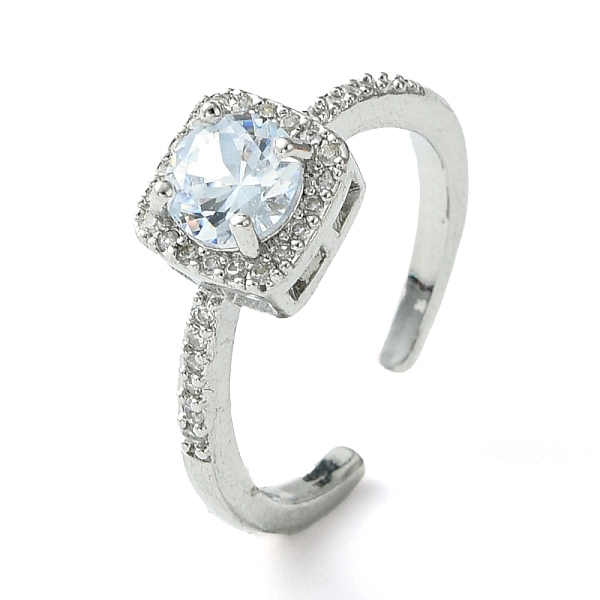 

PandaHall Bass Micro Pave Cubic Zirconia Ring, Long-Lasting Plated, Square, US Size 6(16.5mm) Brass+Cubic Zirconia Square Clear