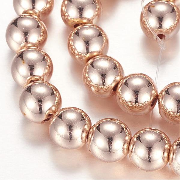 

PandaHall Electroplate Non-magnetic Synthetic Hematite Beads Strands, Round, Rose Gold Plated, 8mm, Hole: 0.5mm, about 51~52pcs/strand...