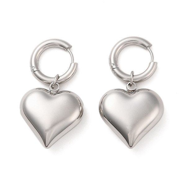 

PandaHall 304 Stainless Steel Pendant Earrings, Heart, Stainless Steel Color, 43x23.3mm 304 Stainless Steel Heart