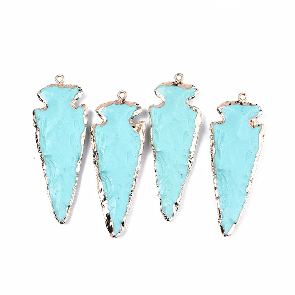 

PandaHall Reisn Big Pendants, with Golden Tone Brass Findings and Golden Tone Iron Peg Bail, Teardrop, Cyan, 77~80.5x28x11mm, Hole: 2mm...