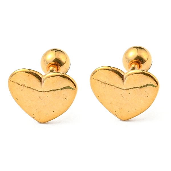 

PandaHall Ion Plating(IP) 304 Stainless Steel Stud Earrings, Heart, Golden, 7.5x9mm 304 Stainless Steel Heart