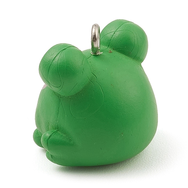 

PandaHall Platic Pendants, with Platinum Tone Iron Loops, Frog Charm, Lime Green, 19x19.5x16mm, Hole: 2mm Plastic Frog