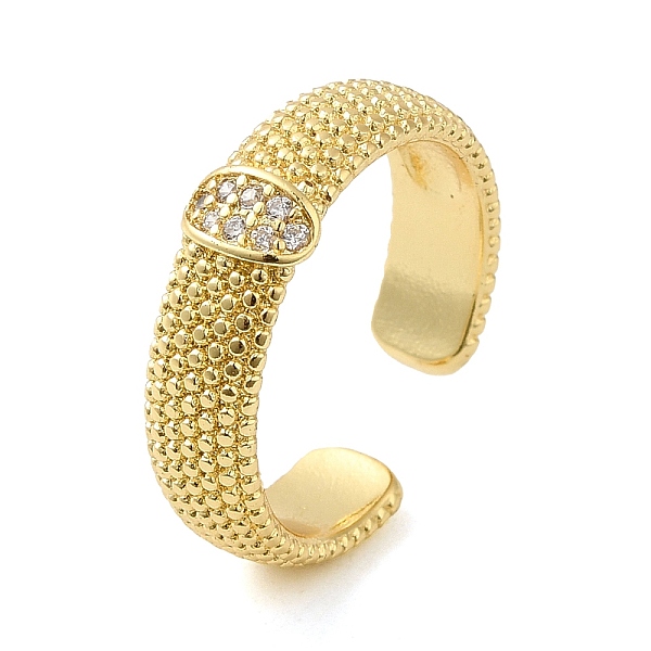 

PandaHall Rack Plating Real 18K Gold Plated Brass Oval Open Cuff Rings, with Cubic Zirconia, Long-Lasting Plated, Lead Free & Cadmium Free..., Clear