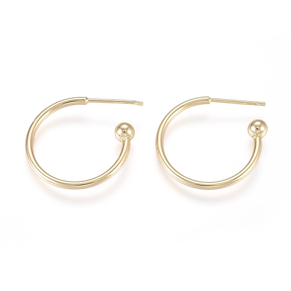

PandaHall Brass Stud Earrings, Half Hoop Earrings, with Sterling Silver Pin, Long-Lasting Plated, Real 14K Gold Plated, 20x21x4mm, Pin...