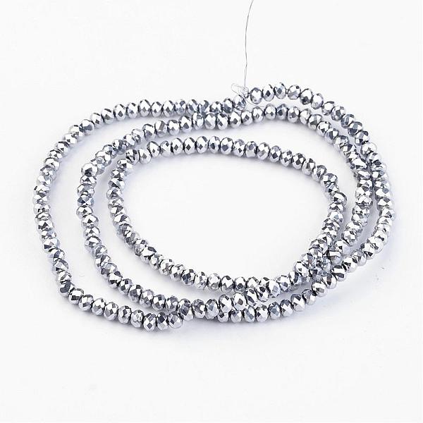 

PandaHall Electroplate Glass Bead Strands, Faceted, Rondelle, Platinum Plated, 3x2mm, Hole: 1mm, about 165~169pcs/strand, 15~16 inch...