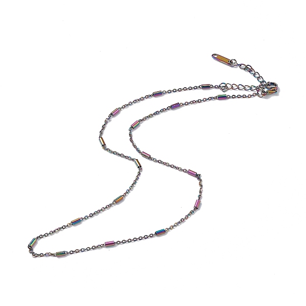 

PandaHall Ion Plating(IP) 304 Stainless Steel Column Link Chain Necklace for Men Women, Rainbow Color, 15.98 inch(40.6cm) 304 Stainless...