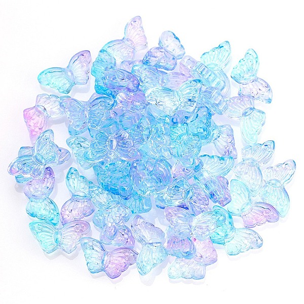 

PandaHall Baking Paint Glass Beads, Two Tone, Butterfly, Light Sky Blue, 8x15x5mm, Hole: 1mm Glass Butterfly