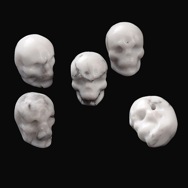

PandaHall Natural Howlite Beads, Halloween Skull, 11~11.5x8.5~9x11~11.5mm, Hole: 0.9~1mm Howlite Skull