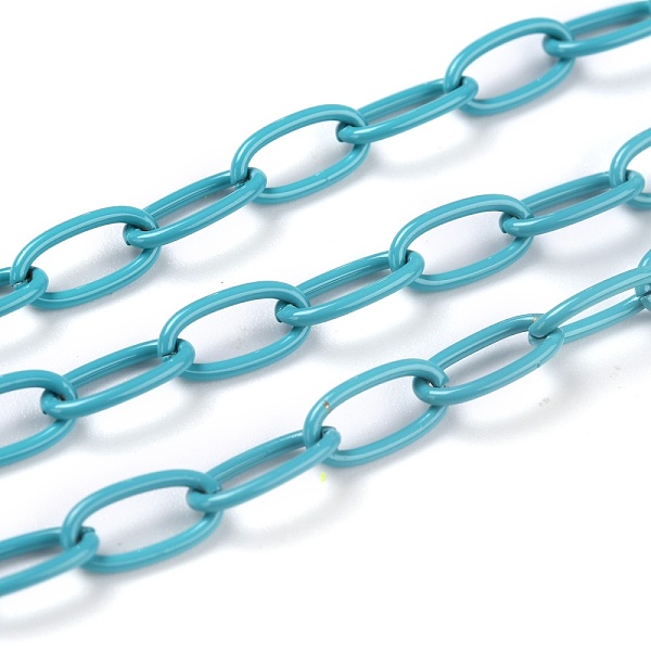 

PandaHall 3.28 Feet Spray Painted Brass Cable Chains, Unwelded, Dark Turquoise, 10x5x1mm Brass