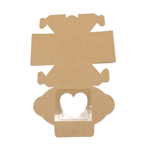 

PandaHall Square Kraft Paper Candy Boxes, with Heart Window, for Wedding Gift Packaging Supplies, BurlyWood, 10x10x6.5cm Paper Square Orange