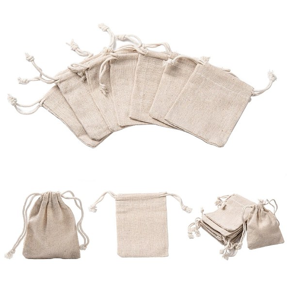 

PandaHall Cotton Packing Pouches Drawstring Bags, Wheat, 10x8cm Burlap Orange