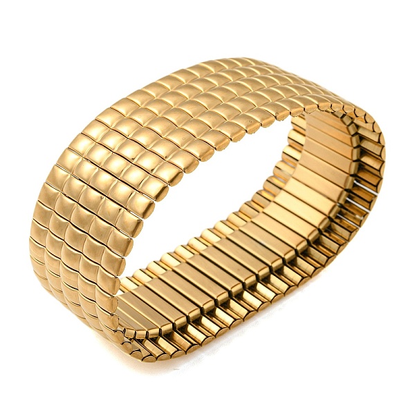 

PandaHall 304 Stainless Steel Link Chain Bracelet, Wide Stretch Bracelet, Golden, Inner Diameter: 2-5/8 inch(6.6cm), Wide: 28mm 304...