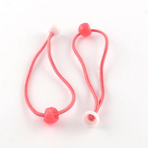 

PandaHall Hair Accessories Elastic Fibre Hair Ties, Ponytail Holder, with Acrylic Beads, Light Salmon, 170x2mm, about 100pcs/bundle Elastic..., Red