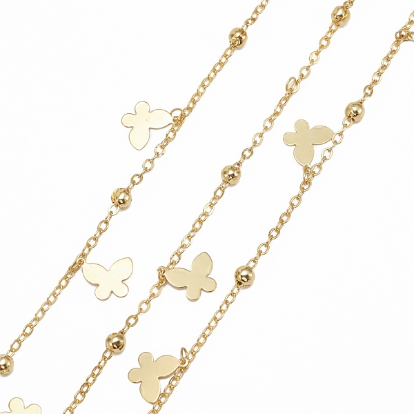 

PandaHall Handmade Brass Satellite Chains, Soldered, with Spool, Long-Lasting Plated, Butterfly, Golden, 2.5x2x0.2mm, 32.8 Feet(10m)/roll...