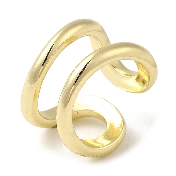 

PandaHall Brass Open Cuff Rings, Double Wire Ring for Women, Real 18K Gold Plated, US Size 6 1/2(16.9mm), 11~15mm Brass