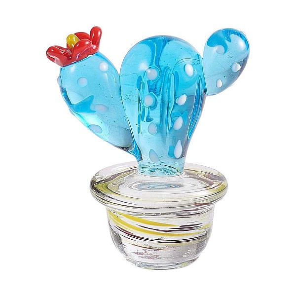 PandaHall Small Glass Art Cactus Figurines, Handmade Blown Glass Cactus Statues, Cute Mock Plant Cactus Planter for Collectibles Home Table...