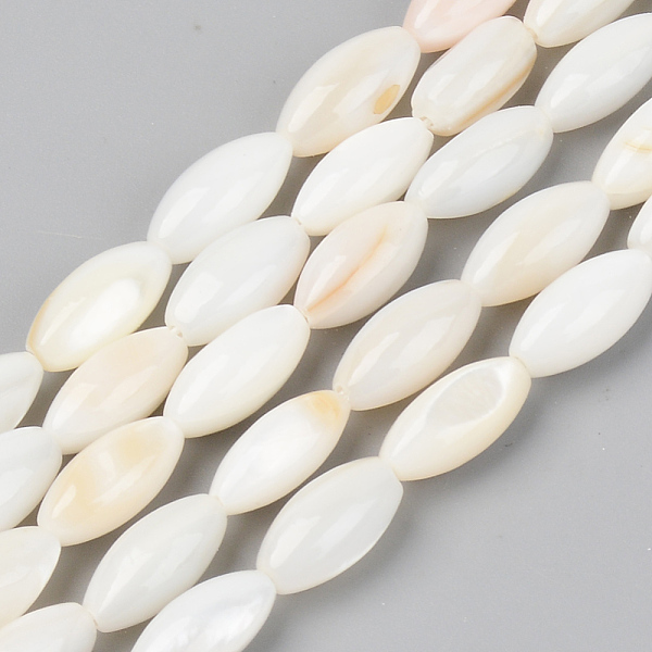 

PandaHall Natural Freshwater Shell Beads Strands, Rice, Seashell Color, 11x5mm, Hole: 0.8mm, about 34pcs/Strand, 14.96 inch(38cm) Freshwater...