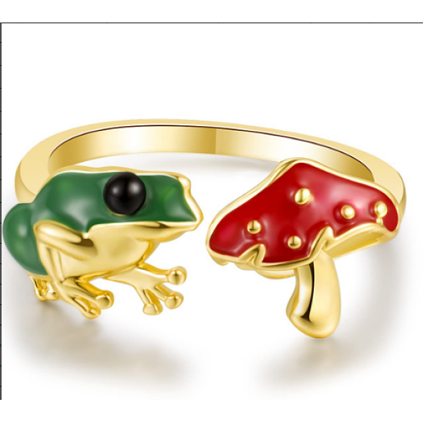 

PandaHall Frog & Mushroom Alloy Open Cuff Ring for Women, Golden, US Size 5 3/4(16.3mm) Alloy