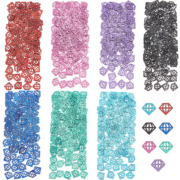 PandaHall UNICRAFTALE about 700pcs Diamond Spray Painted Nail Accessories 7 Colors Flat Back Diamond Charms Nail Art Charms Crafts 4x4.5mm...