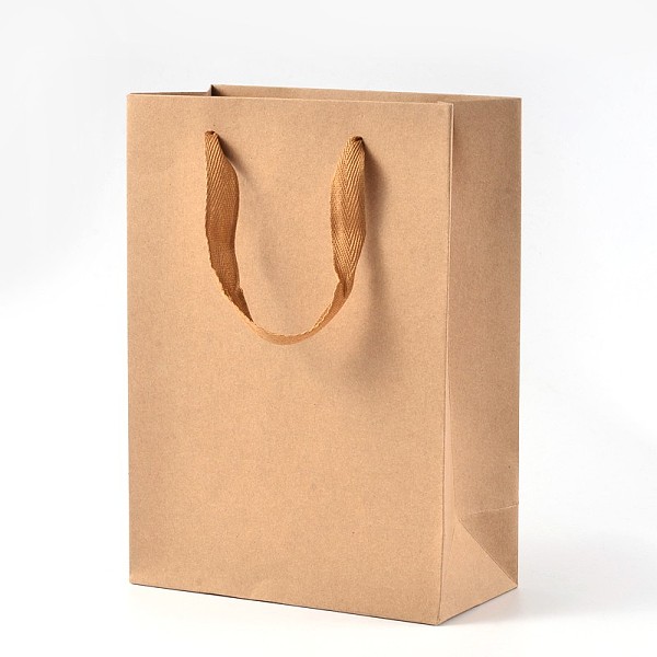 

PandaHall Rectangle Kraft Paper Bags, Gift Bags, Shopping Bags, Brown Paper Bag, with Nylon Cord Handles, BurlyWood, 33x28x10cm Paper None..., Orange