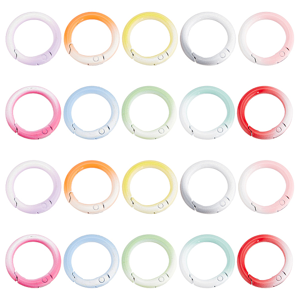 

PandaHall 20Pcs 10 Colors Gradient Color Zinc Alloy Spring Gate Rings, Two Tone, Round Ring, Mixed Color, 24.5x3.5~4.5mm, 2pcs/color Alloy..., Multicolor