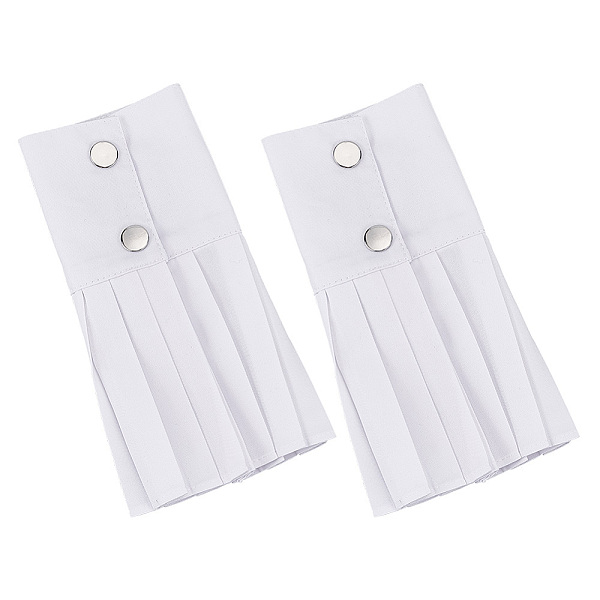 PandaHall FINGERINSPIRE 1 Pair Detachable Fake Sleeve Cuffs for Women (White,9x8.1 inch) Polyester Pleated Shirt Sleeves with Snap Button...