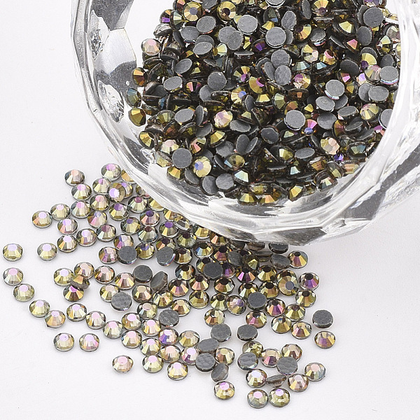 

PandaHall Hotfix Rhinestone, Glass Rhinestone Flat Back Cabochons, Half Round, Jet Brown Flare, SS6, 1.9~2x1mm, about 1440pcs/bag Glass...
