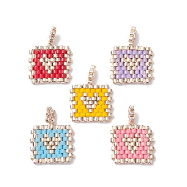 

PandaHall Handmade MIYUKI Round Rocailles Seed Beads, Loom Pattern, Rectangle with Heart, Mixed Color, 17.5x13.5x1.5mm, Hole: 1.2mm Glass..., Multicolor