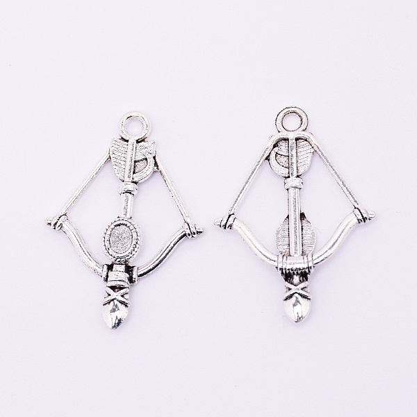 

PandaHall Alloy Pendants, Bow and Arrow, Cadmium Free & Lead Free, Antique Silver, 35x24.7x4mm, Hole: 2.5mm, Tray: 4.5x3.5mm Alloy