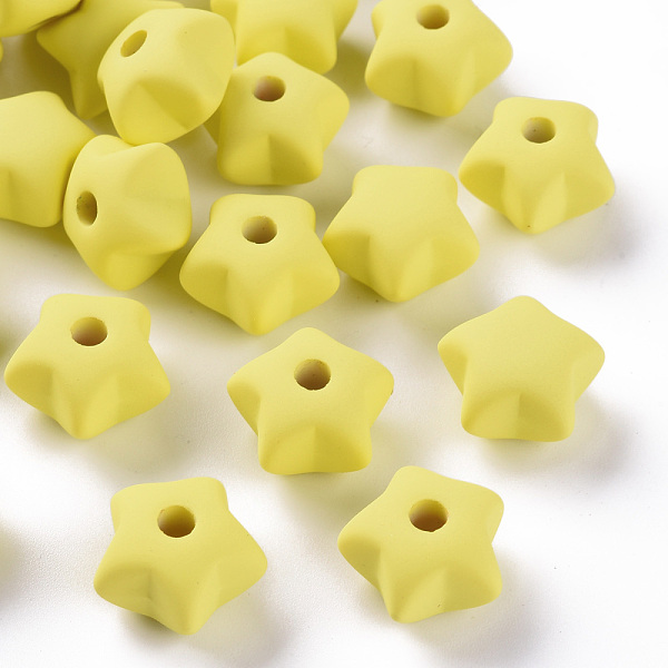 

PandaHall Acrylic Beads, Rubberized Style, Half Drilled, Star, Yellow, 16x17x11mm, Hole: 3.5mm Acrylic Star Yellow