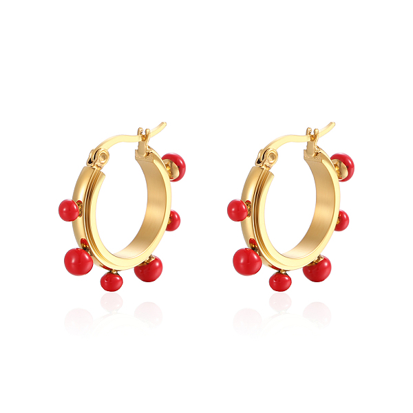 Stainless Steel With Pearl Hoop Earrings For Women