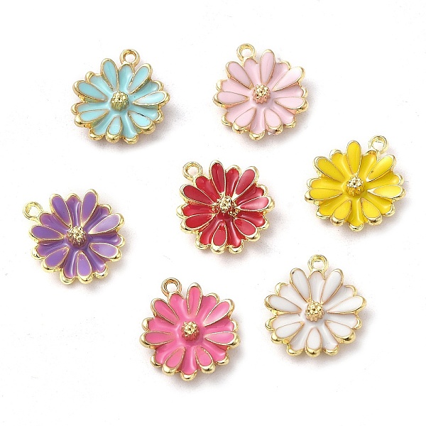 

PandaHall Alloy Enamel Pendants, Flower Charm, Golden, Mixed Color, 15x13.5x3.5mm, Hole: 1.2mm Alloy+Enamel Flower Multicolor