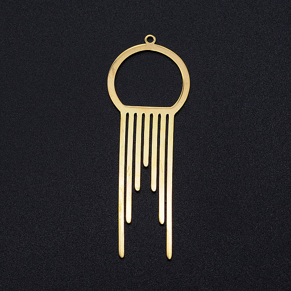 

PandaHall 201 Stainless Steel Big Filigree Pendants, Half Round & Tassels Shape, Golden, 56x20x1mm, Hole: 1.6mm 201 Stainless Steel Half...
