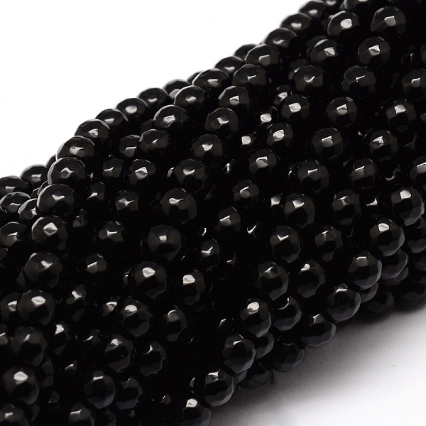 

PandaHall Faceted Natural Agate Round Beads Strands, Dyed, Black, 6mm, Hole: 1mm, about 64pcs/strand, 14.7 inch Natural Agate Round Black