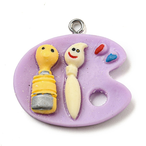 

PandaHall Opaque Resin Pendants, Color Palette Charms with Platinum Plated Iron Loops, Thistle, 25.5x27x6mm, Hole: 1.5mm Resin Others Purple