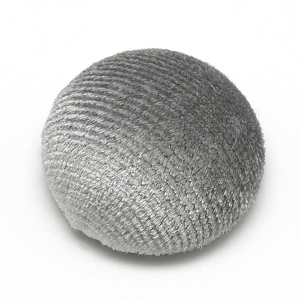 PandaHall Velvet Covered Beads, with Aluminum Bottom, Half Round/Dome, Half Drilled, Gray, 21x11mm, Hole: 3mm Velvet Half Round Gray